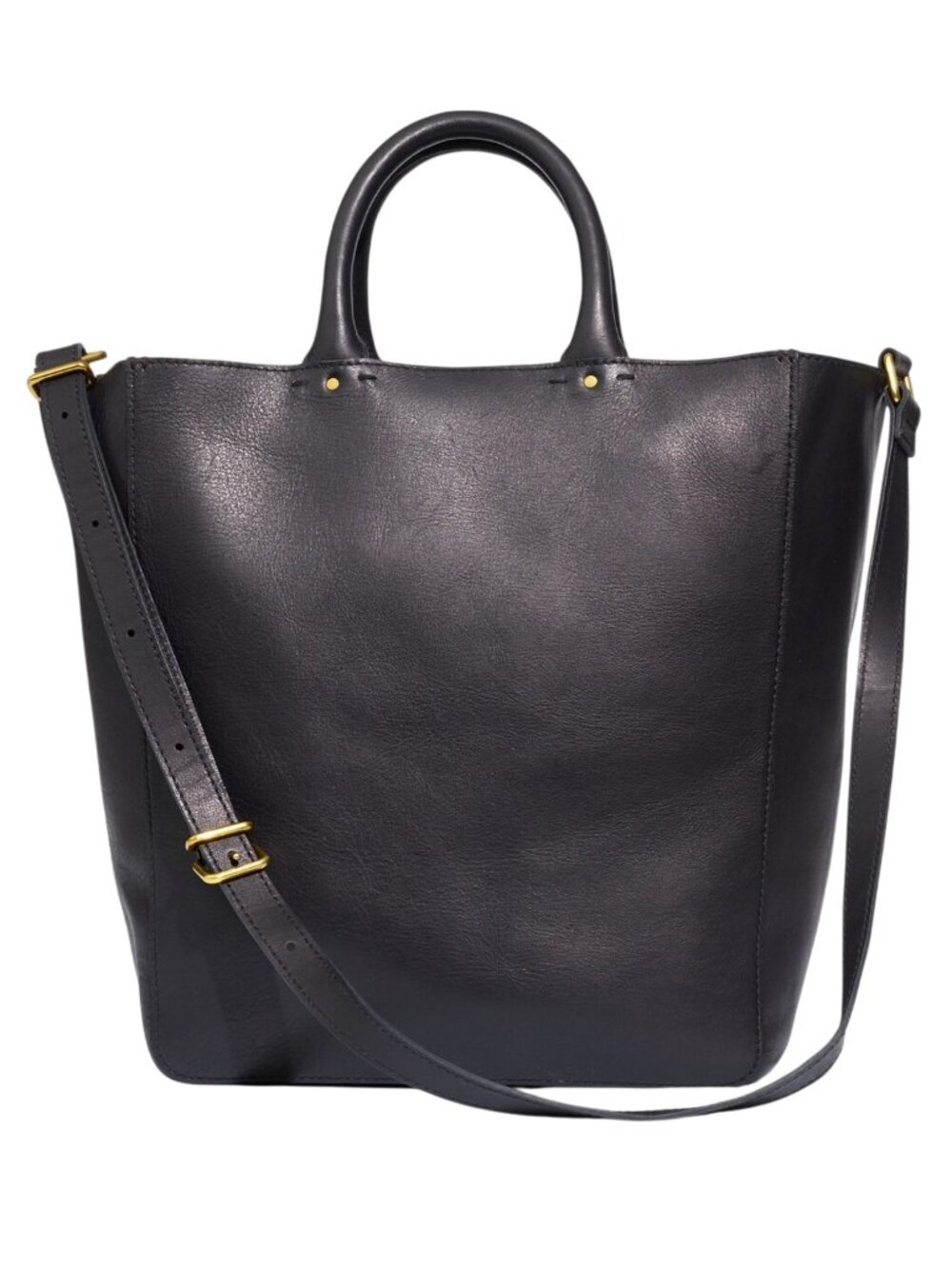 NWT The Abroad Tote Black Leather Bag Magnetic Closure